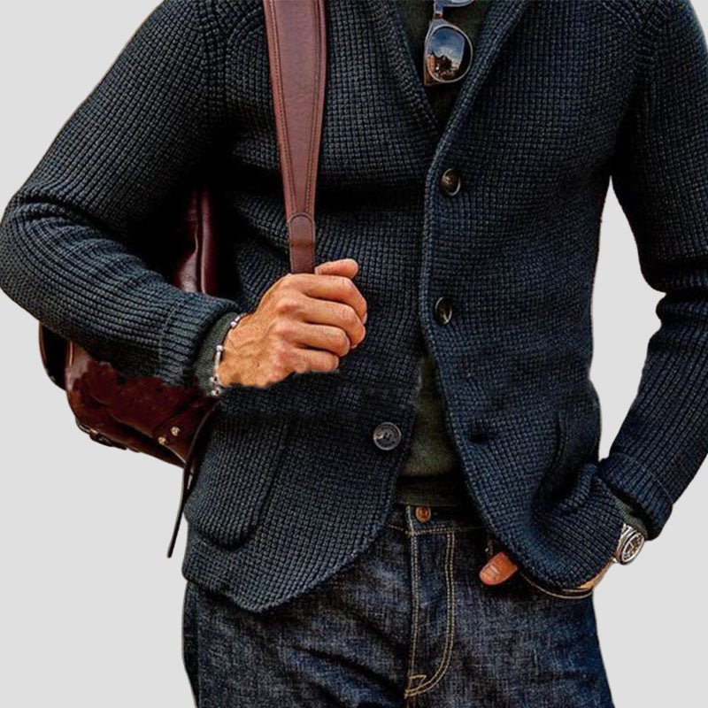 August | Lappficka stickad blazer cardigan