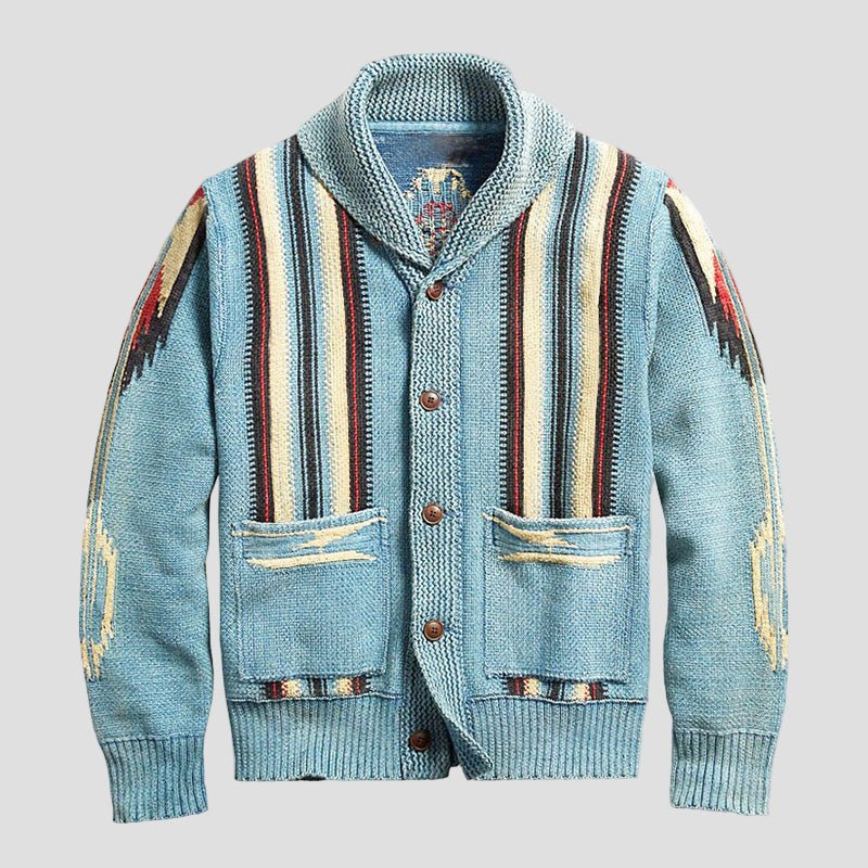 Adrian | Vintage jacquard krage stickad cardigan