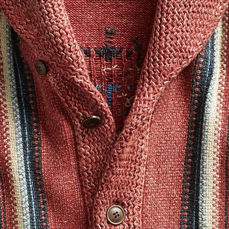 Adrian | Vintage jacquard krage stickad cardigan