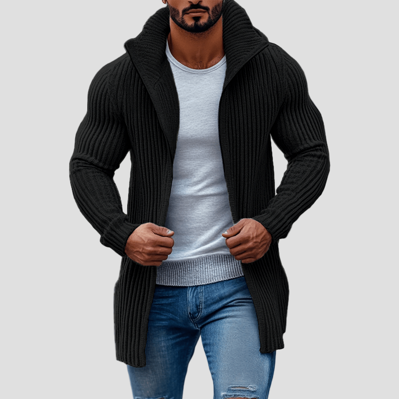 Julian | Randig stickad ståkrage cardigan