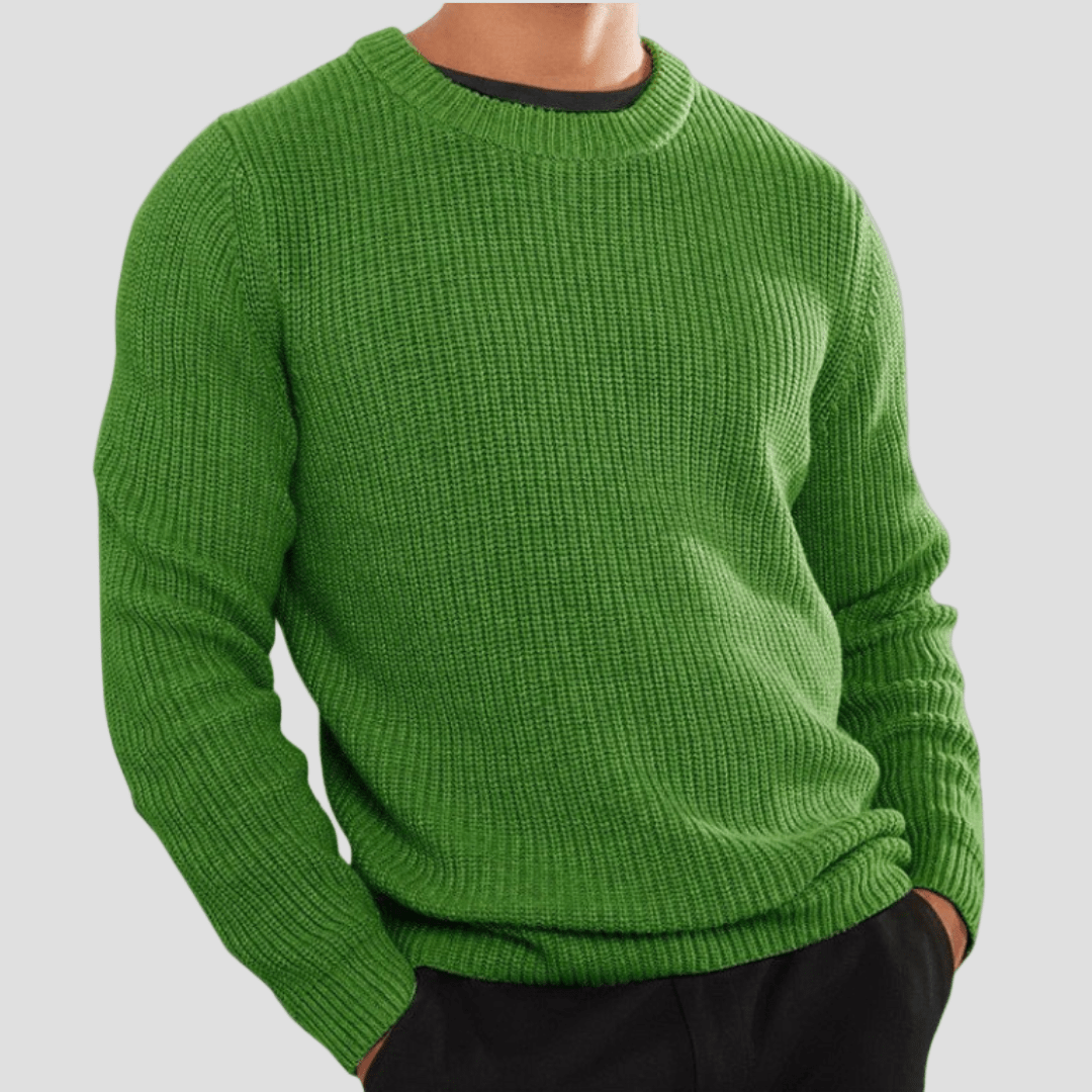 Olle | Herr bomullsblandning ribbad crewneck sweater