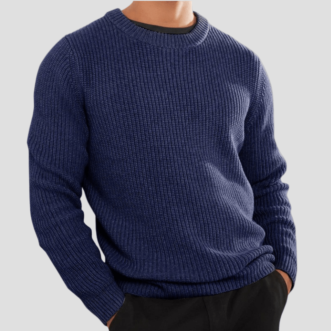 Olle | Herr bomullsblandning ribbad crewneck sweater