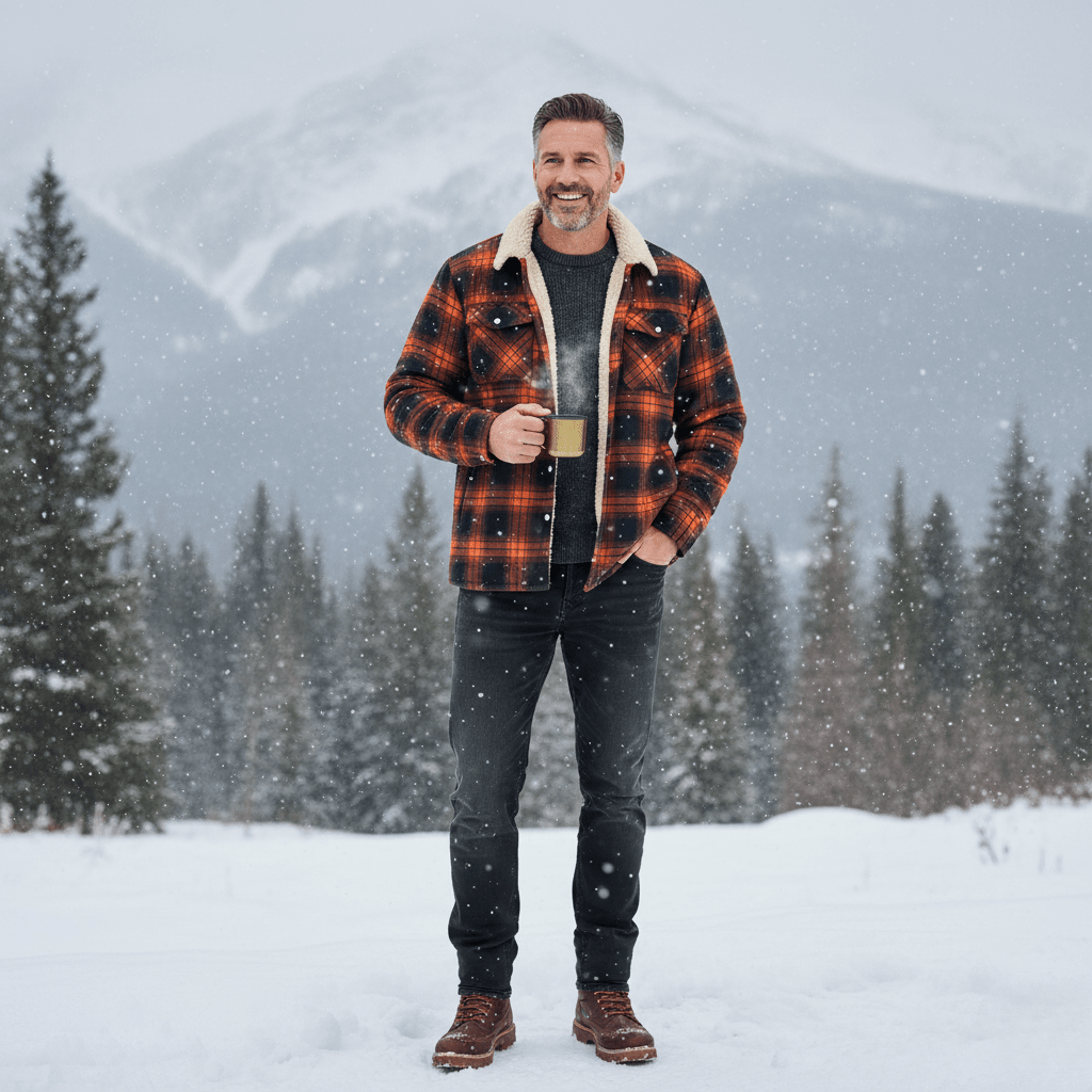 Kameron | Rutig fleece vinterjacka