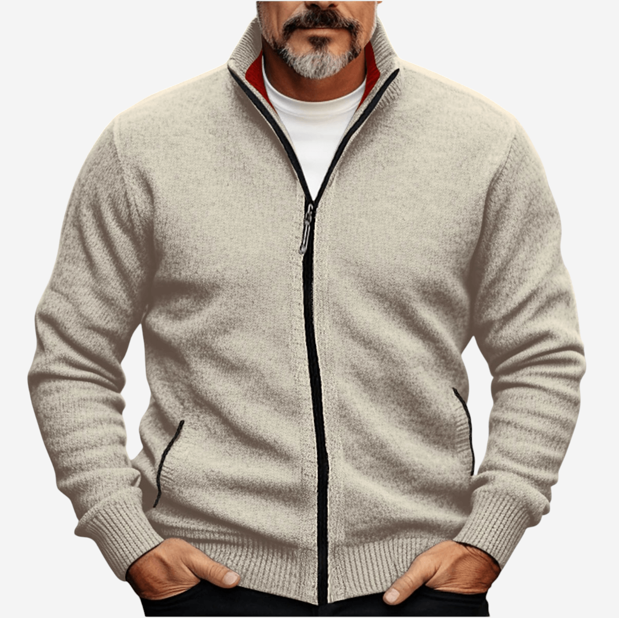 Hampus | Herrarnas Hel-Dragkedja Stickad Cardigan