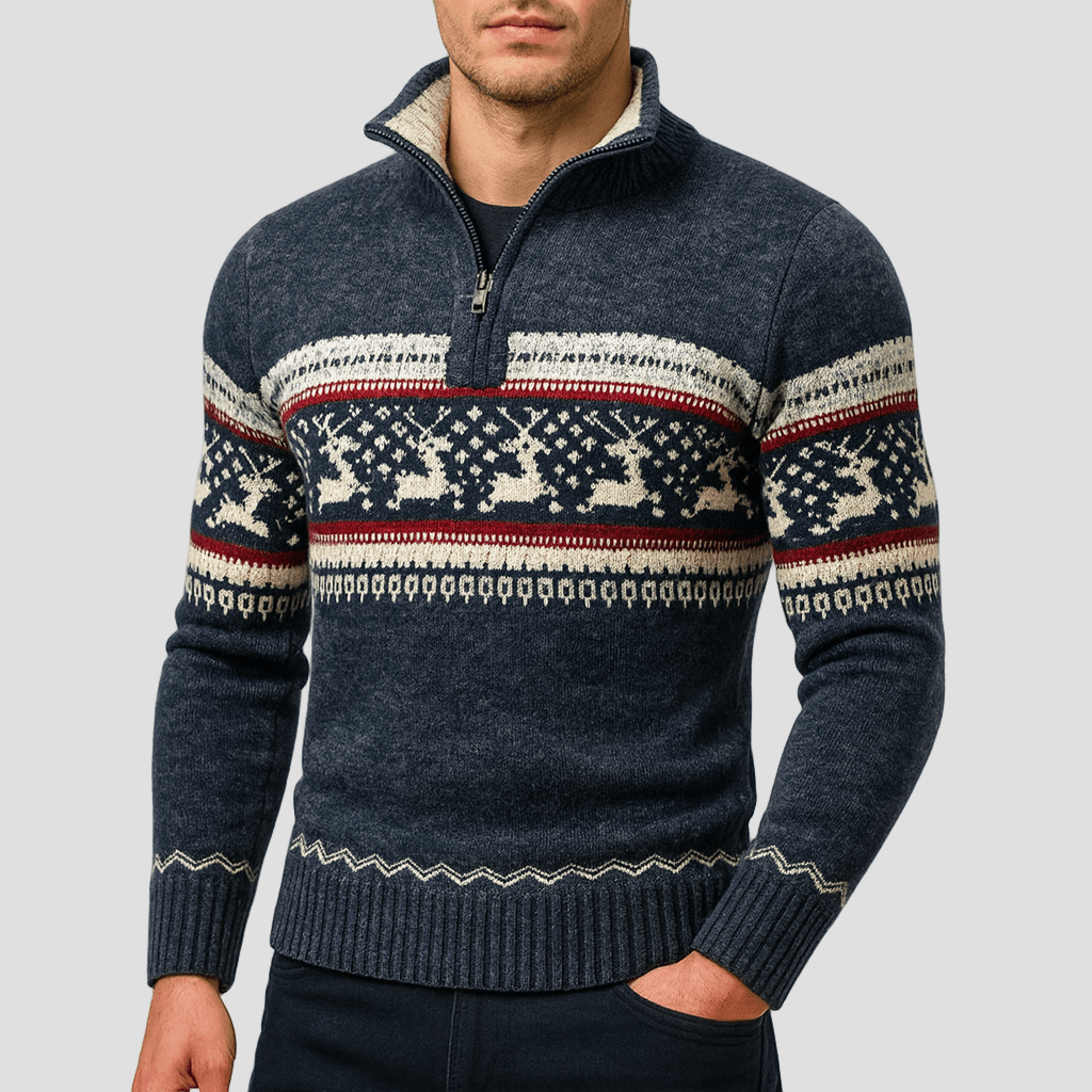 Bryson | Fair Isle halva dragkedja sweater