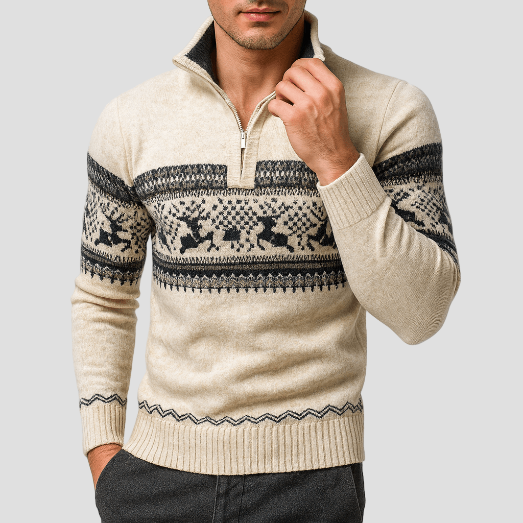 Bryson | Fair Isle halva dragkedja sweater