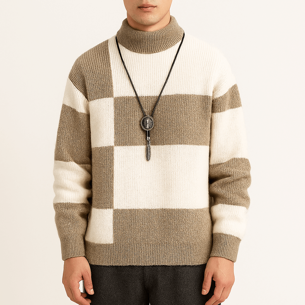 Xavier | Modern färgblock turtleneck sweater