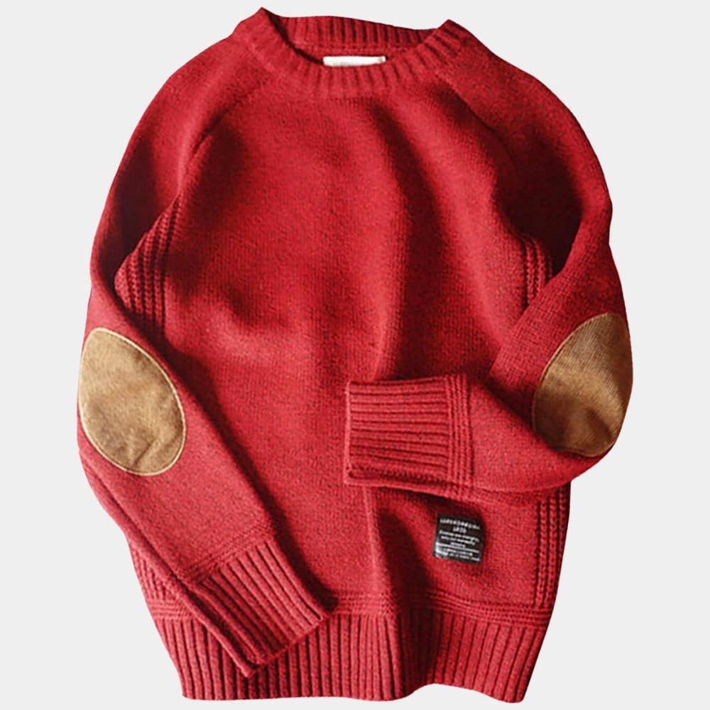 Conny | Herr crewneck sweater med armbågsplåster