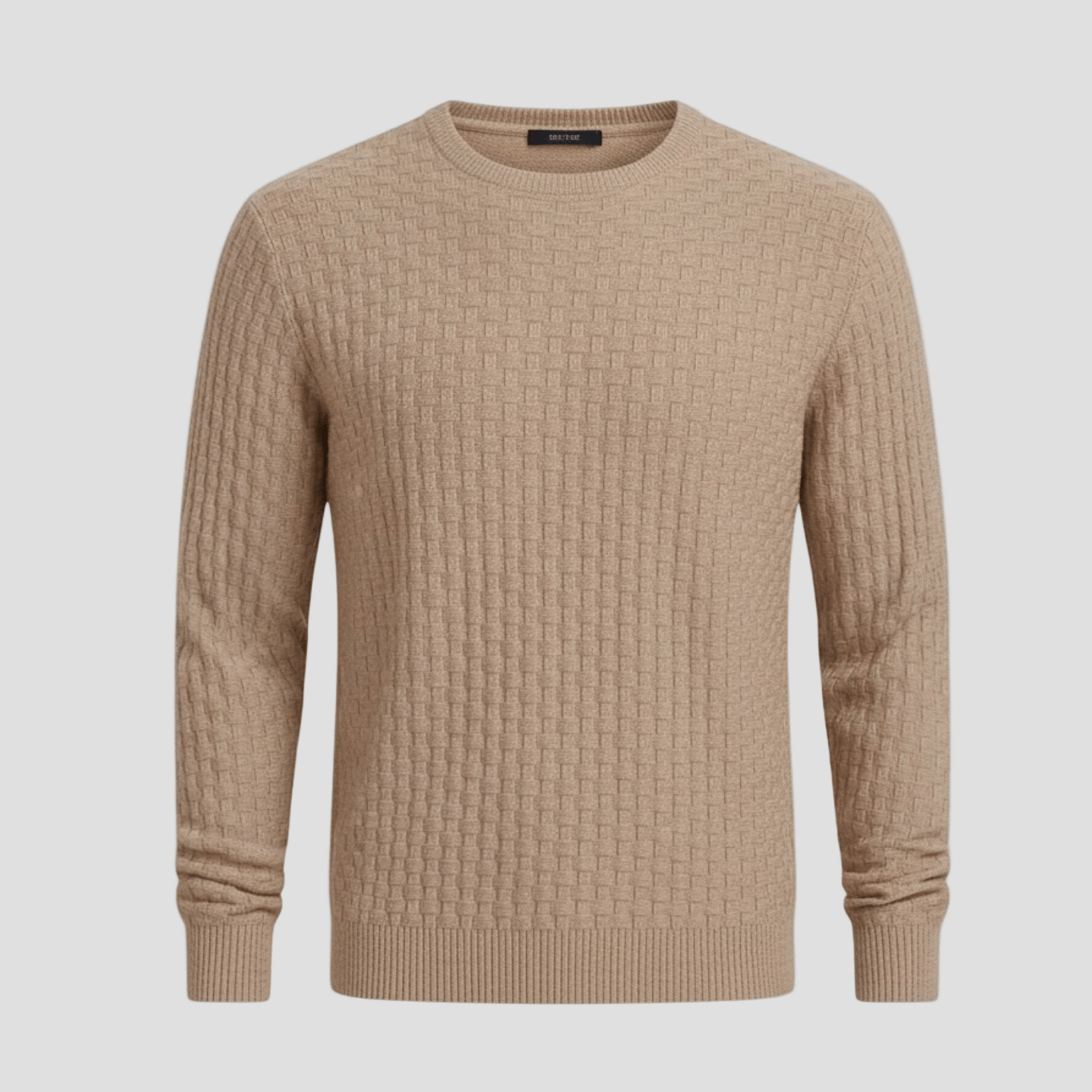 Måns | Våfflad stickad enfärgad crewneck sweater