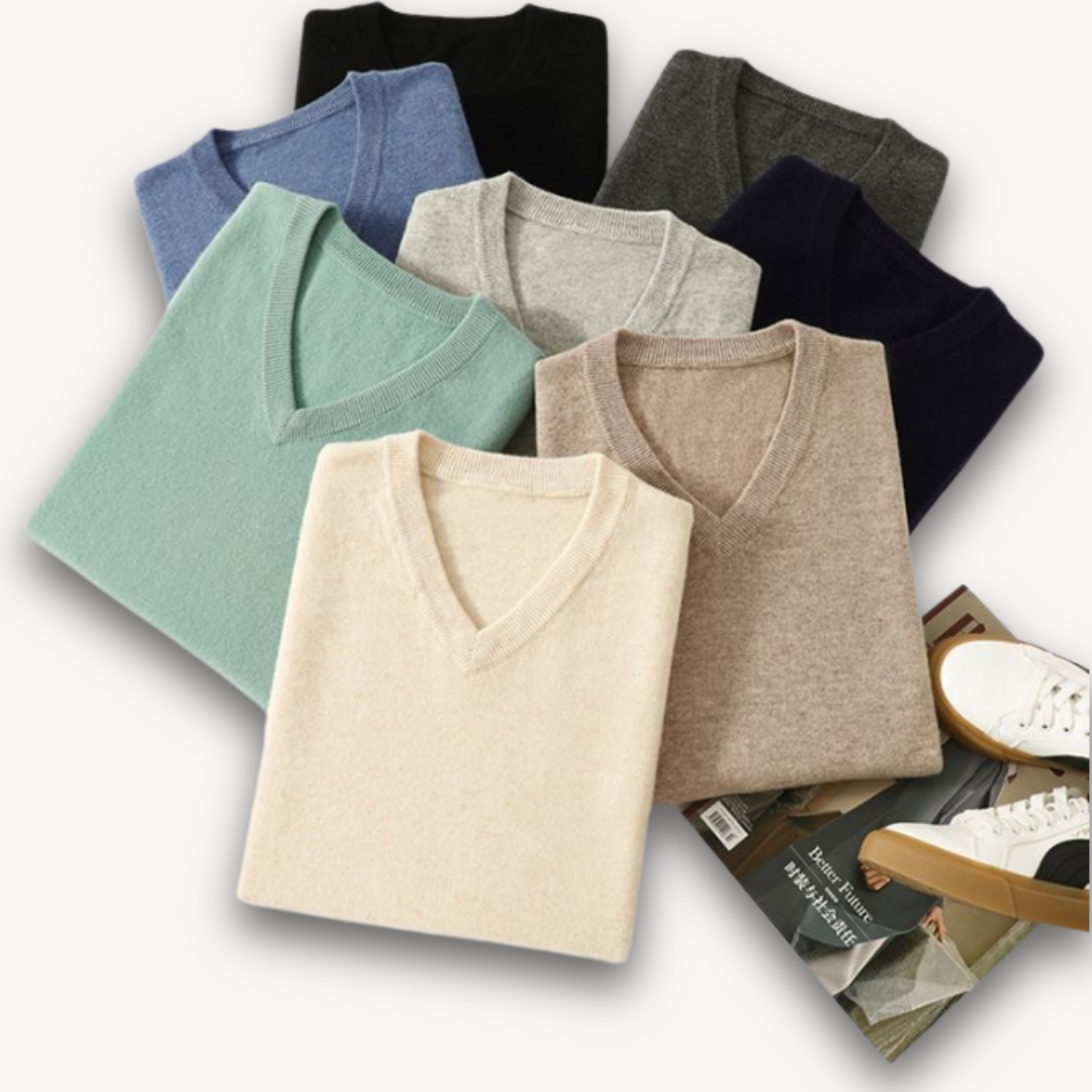 Jasper | Elegant V-Ringad Kashmirtröja för Herrar