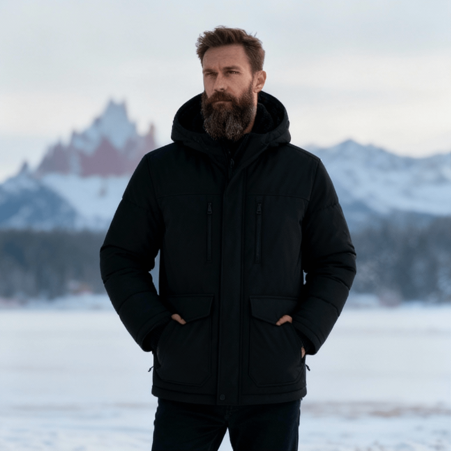 Herr kort parka vinterjacka