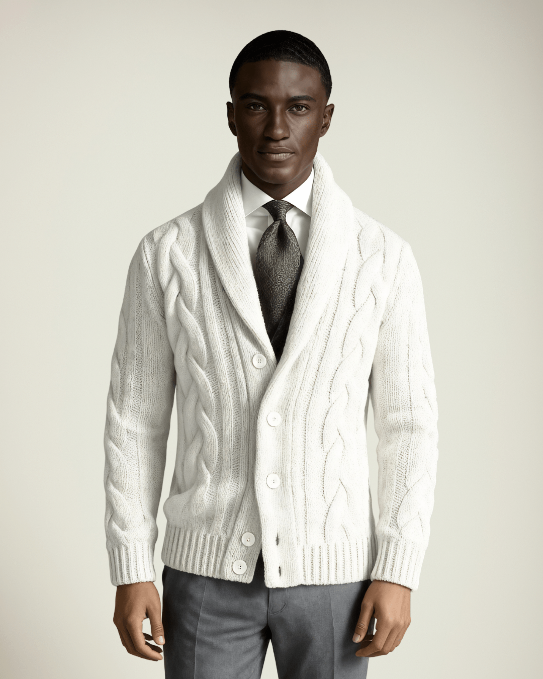 Kalle | Kabelstickad sjal cardigan sweater