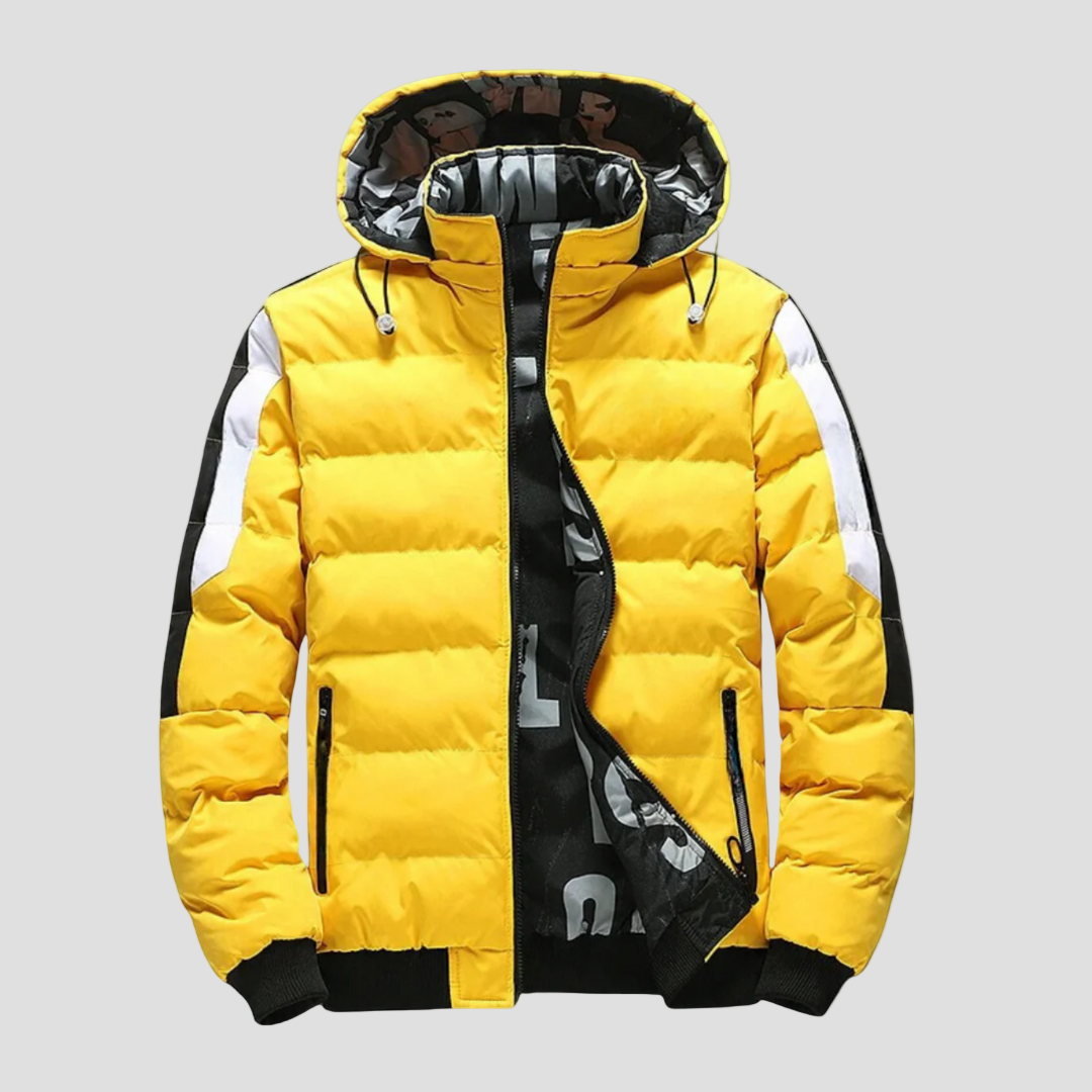 Erik | Quiltad Vinterjacka med Huva och Ribbad Fåll