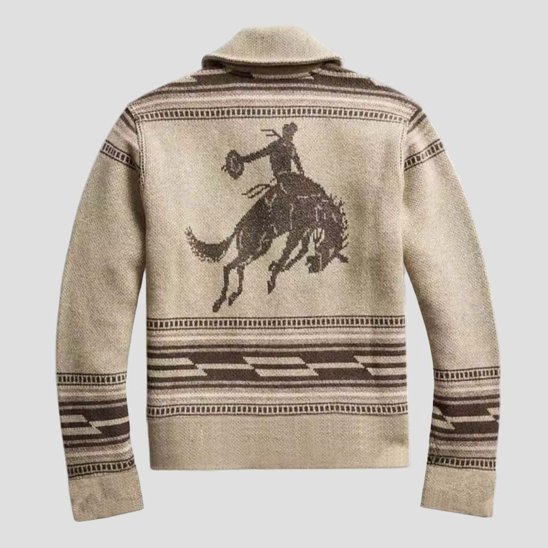 Viktor | Jacquard krage stickad cardigan