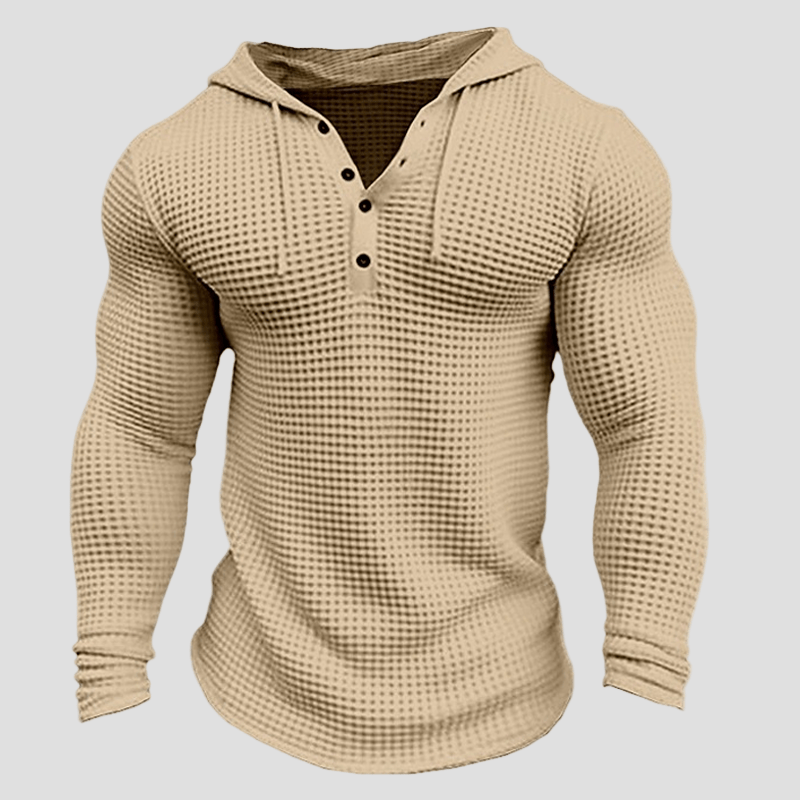 Rolf | Enfärgad våfflad långärmad casual huva