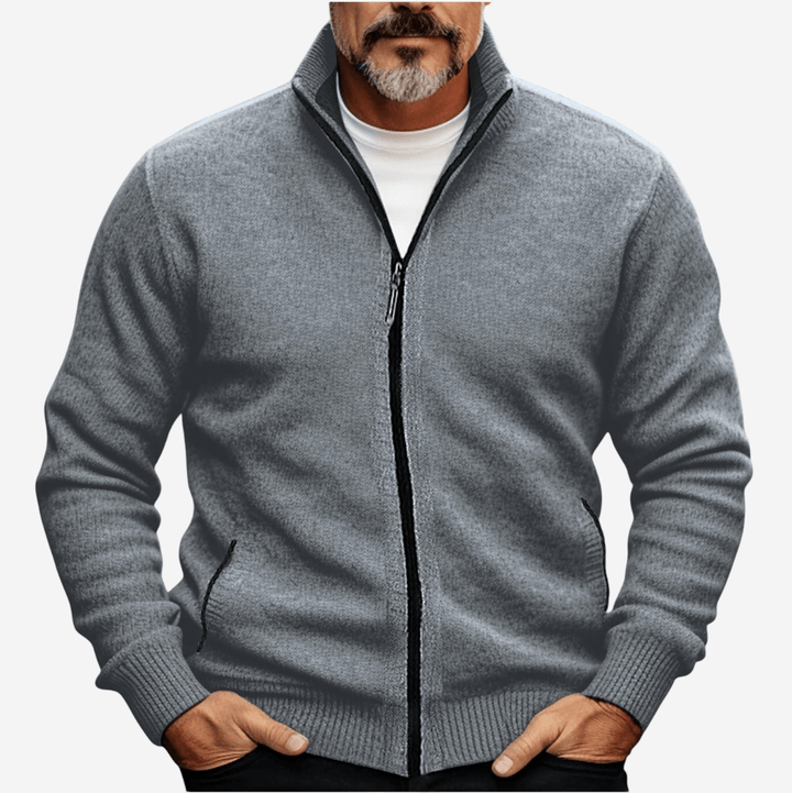 Hampus | Herrarnas Hel-Dragkedja Stickad Cardigan