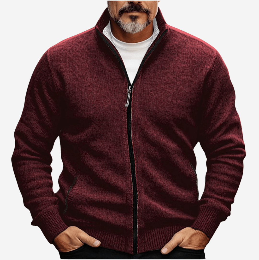 Hampus | Herrarnas Hel-Dragkedja Stickad Cardigan