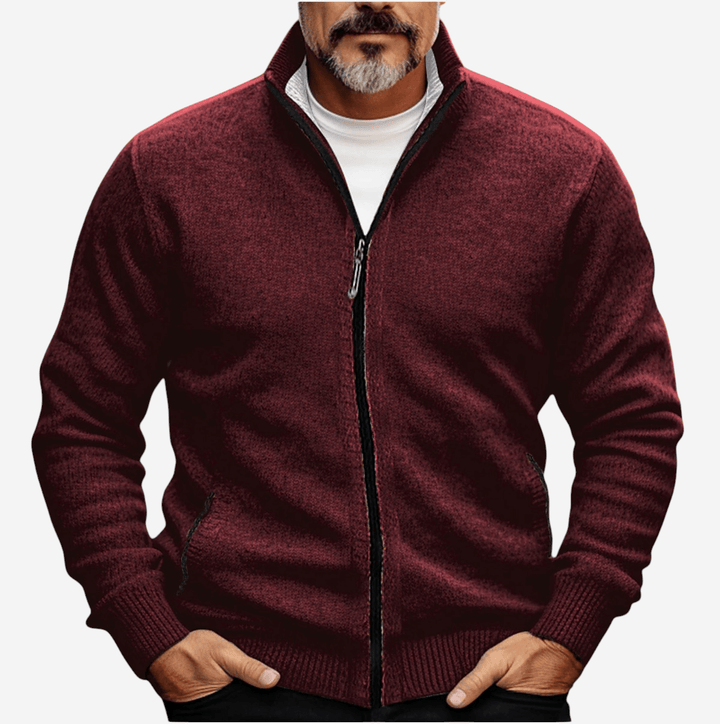 Hampus | Herrarnas Hel-Dragkedja Stickad Cardigan
