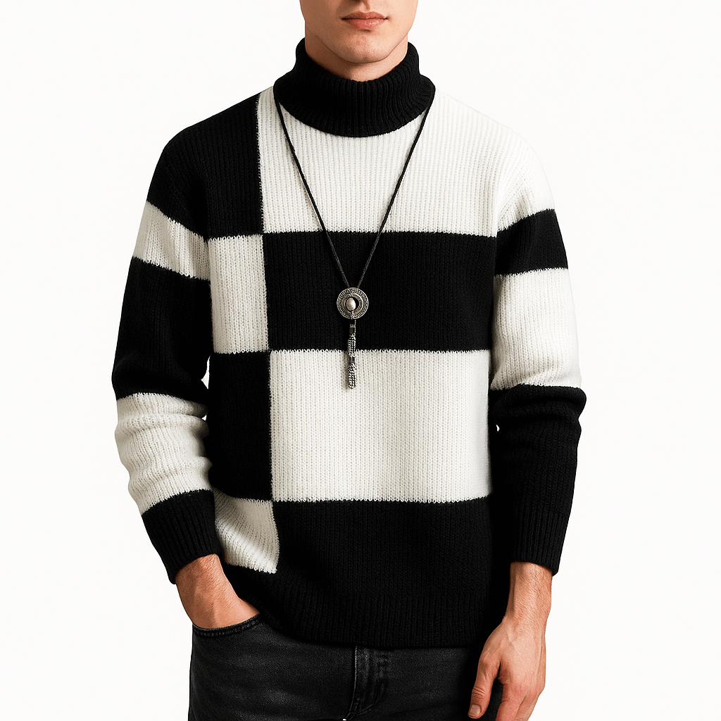 Xavier | Modern färgblock turtleneck sweater