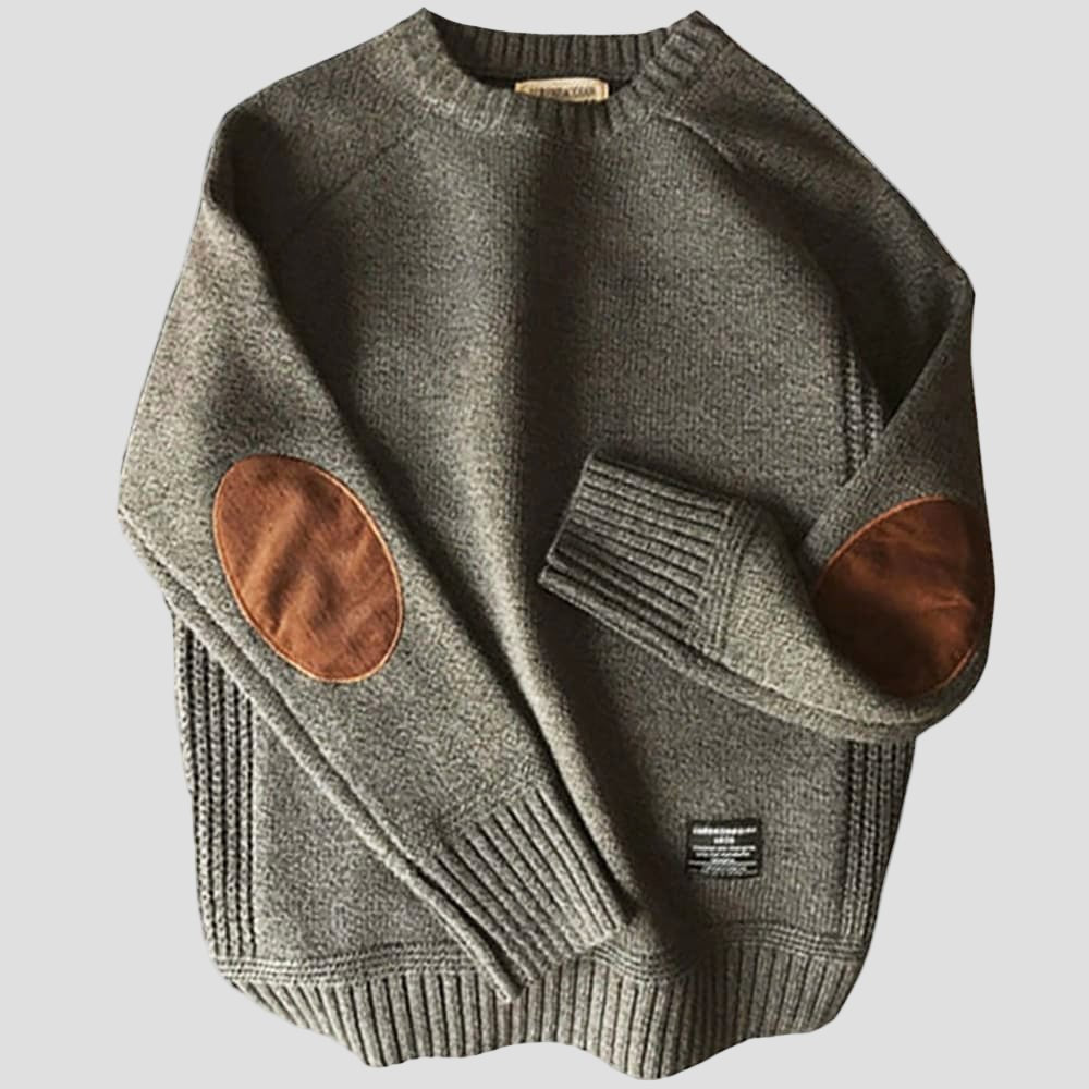 Conny | Herr crewneck sweater med armbågsplåster