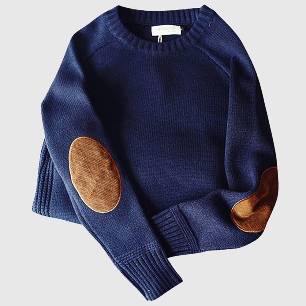 Conny | Herr crewneck sweater med armbågsplåster