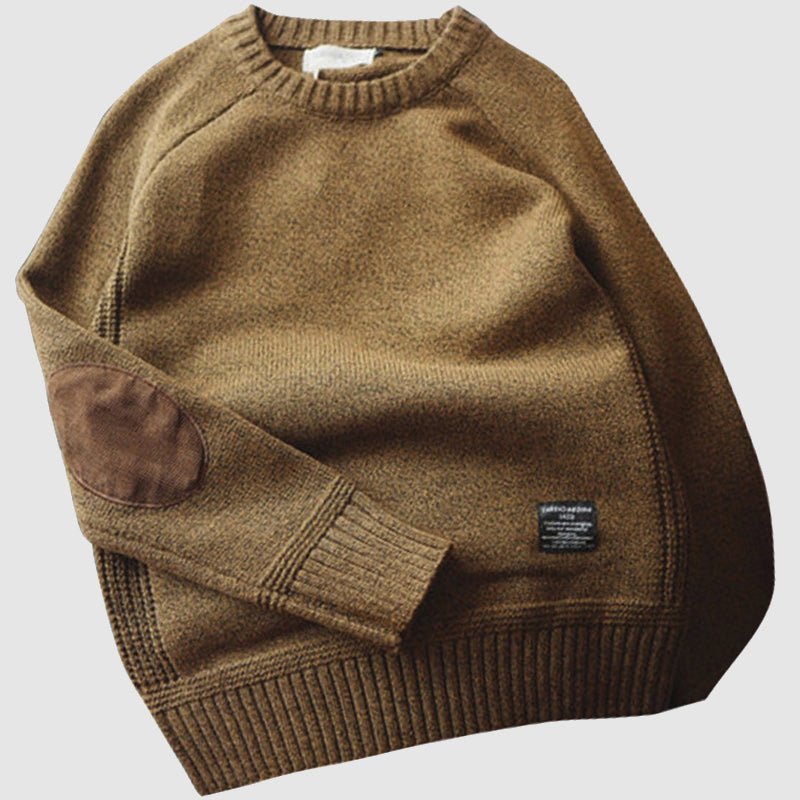 Conny | Herr crewneck sweater med armbågsplåster