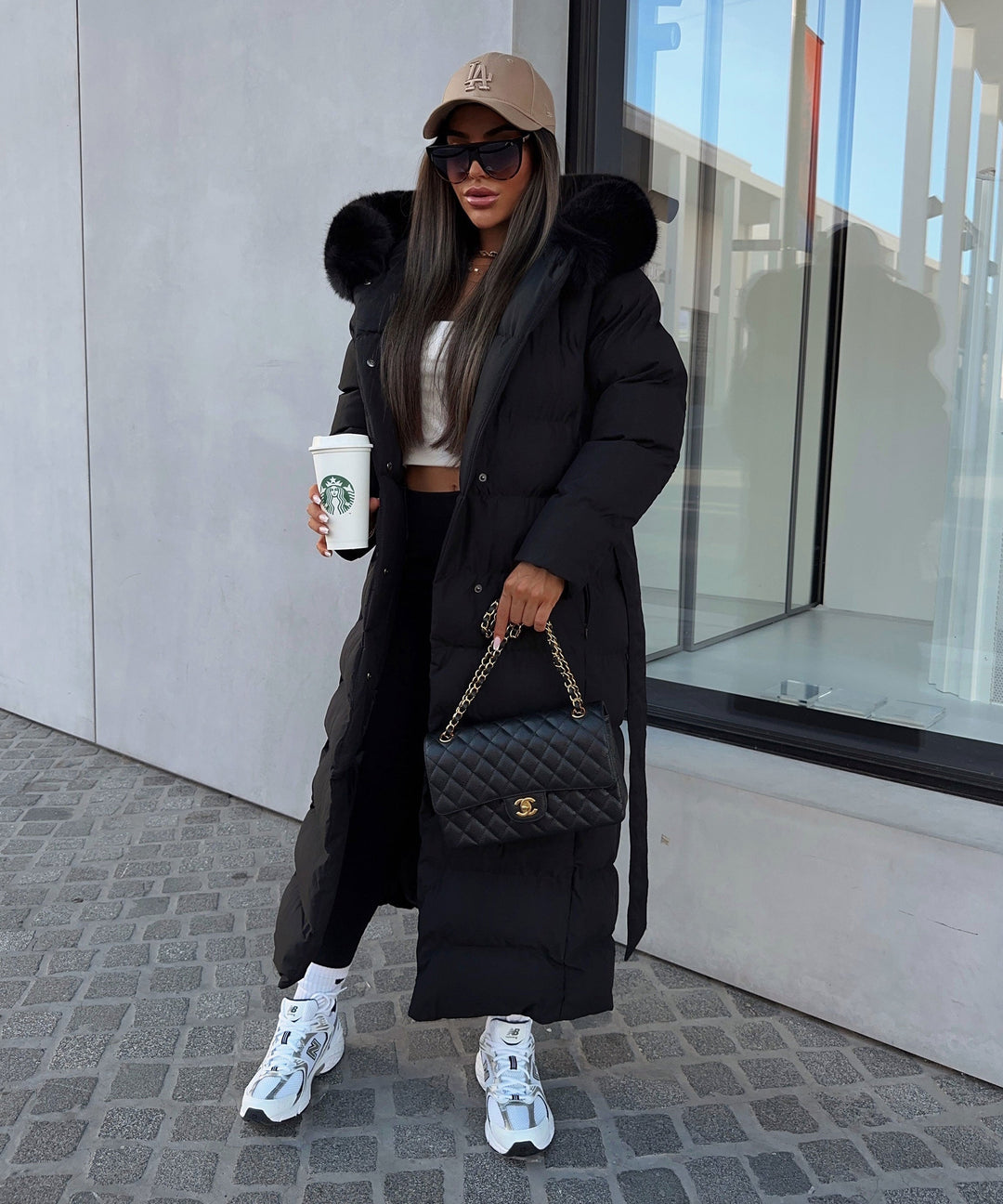 Eva | Dam Svart Bältad Vinterparka