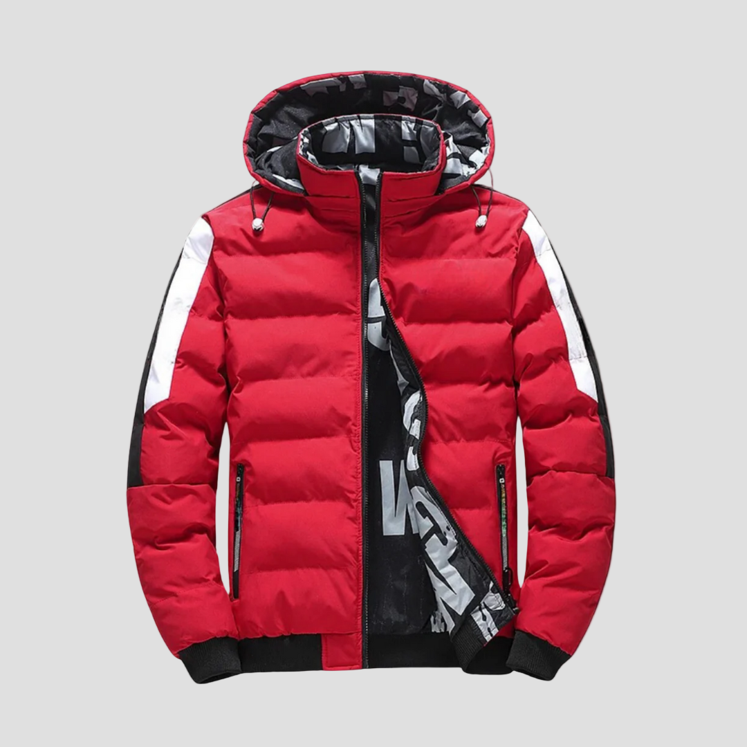 Erik | Quiltad Vinterjacka med Huva och Ribbad Fåll