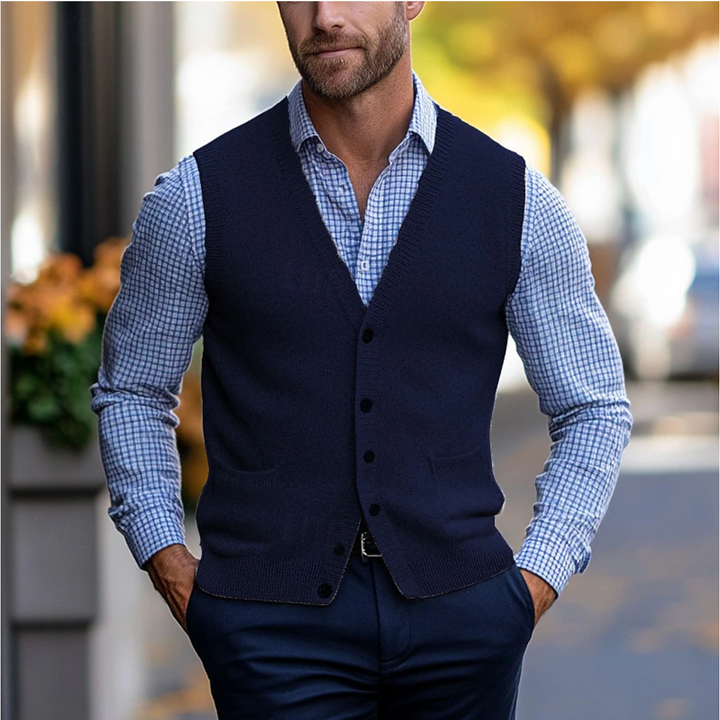 Elias | Ärmlös Stickad Cardigan