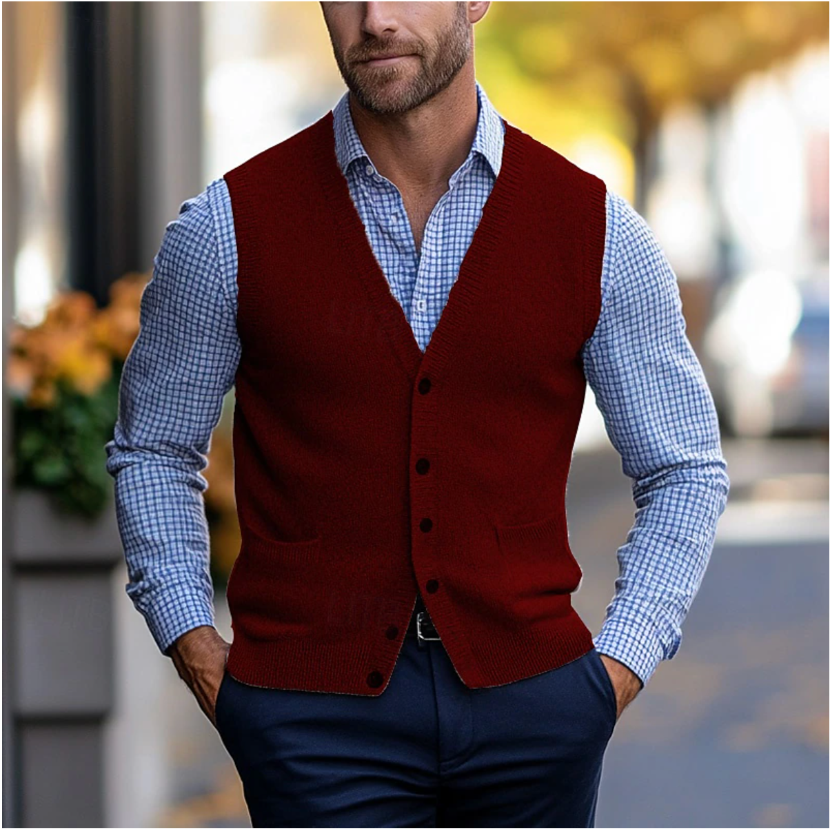 Elias | Ärmlös Stickad Cardigan