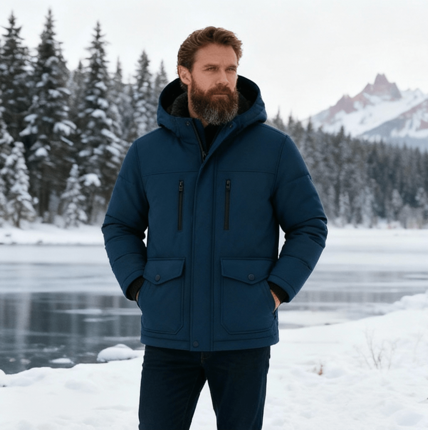 Herr kort parka vinterjacka