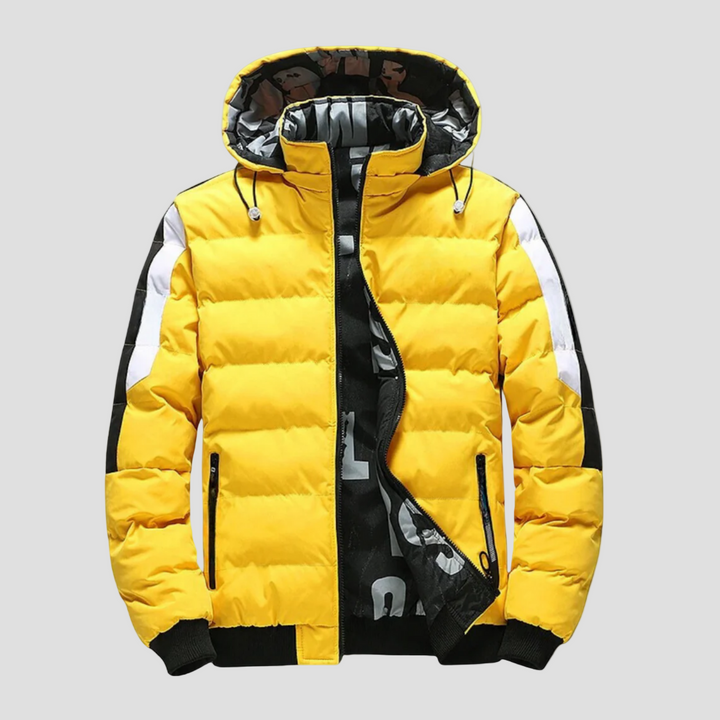 Erik | Quiltad Vinterjacka med Huva och Ribbad Fåll